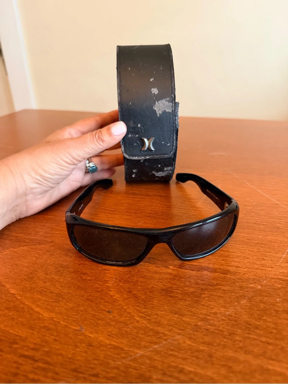 Hurley Black Men's Wrap Sunglasses with Black Case